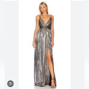 NWT Sabina Musayev Kaia Two-Tone Lamé Maxi Dress